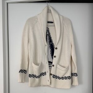 Vineyard Vines Cream and Black Cardigan Sweater